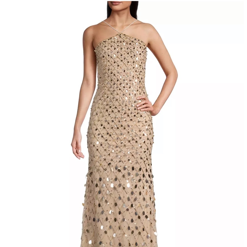 Beaded Halter Neck Mermaid Gown